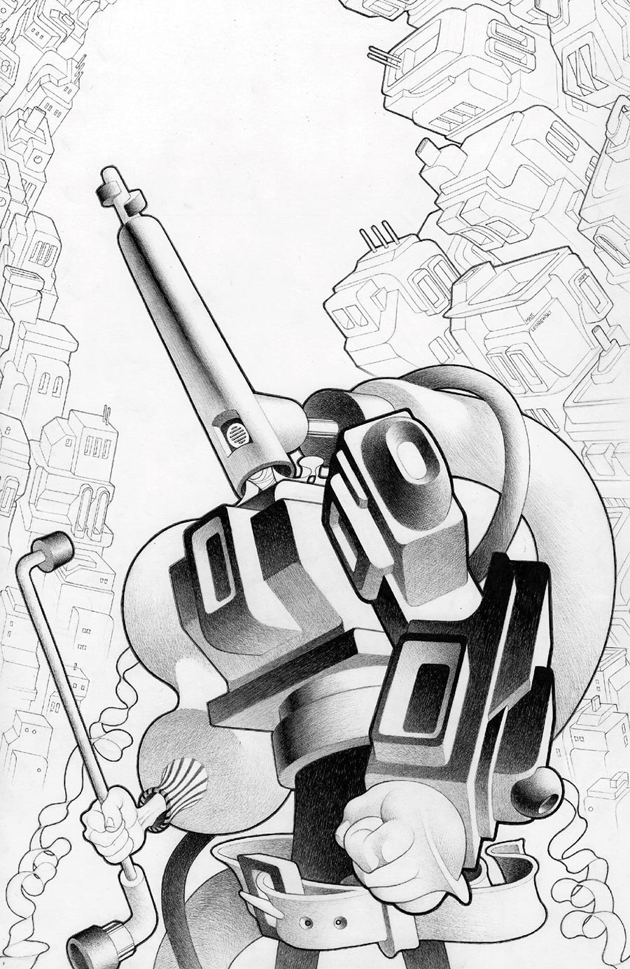 Faceless And The Family Maze Of The Mechanical Aliens #1 Cover D Incentive Matt Lesniewski Black & White Cover