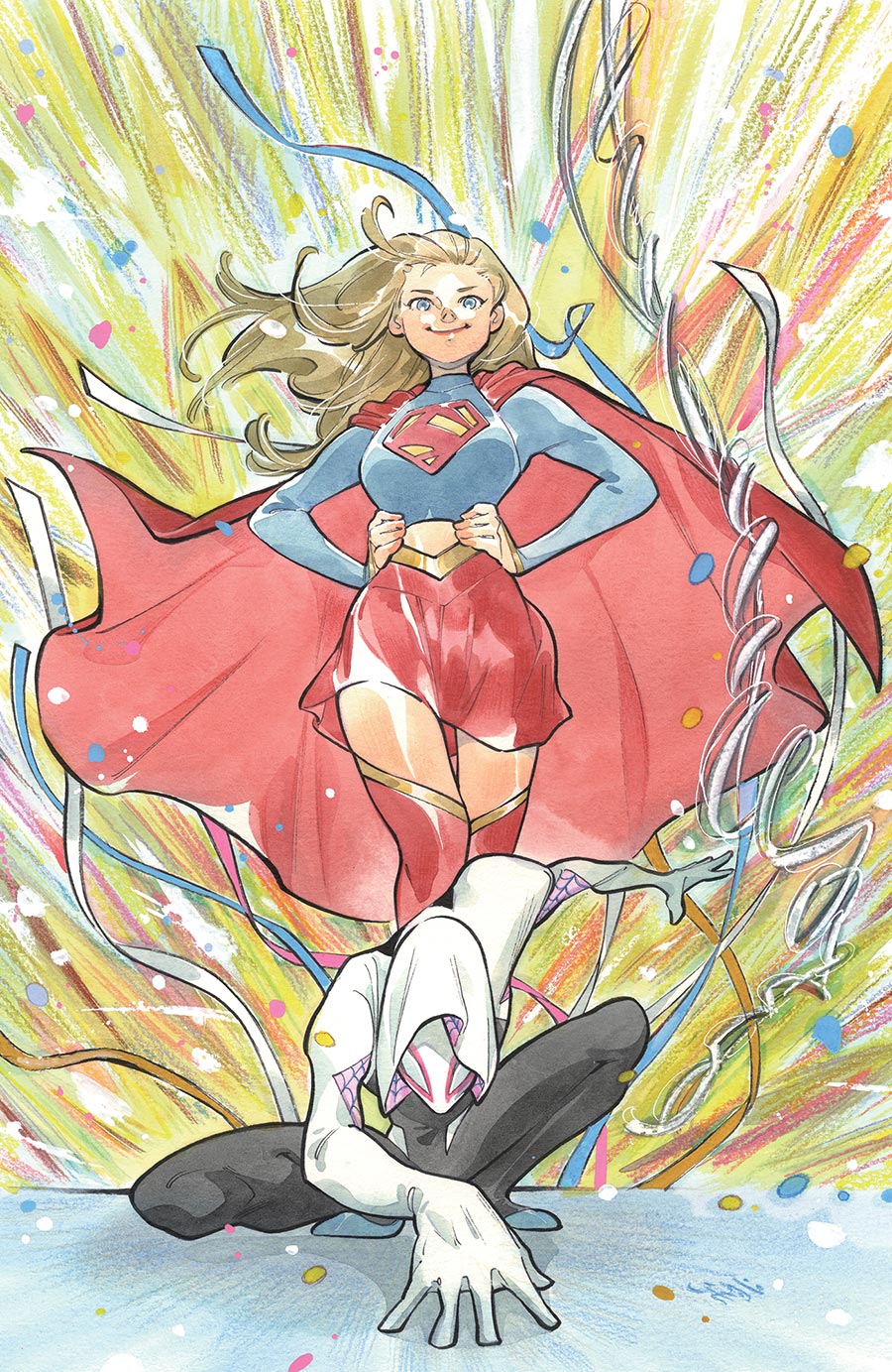 Marvel DC Spider-Man Superman #1 (One Shot) Cover Z-C 2nd Ptg Incentive Peach Momoko Spider-Gwen & Supergirl Virgin Variant Cover