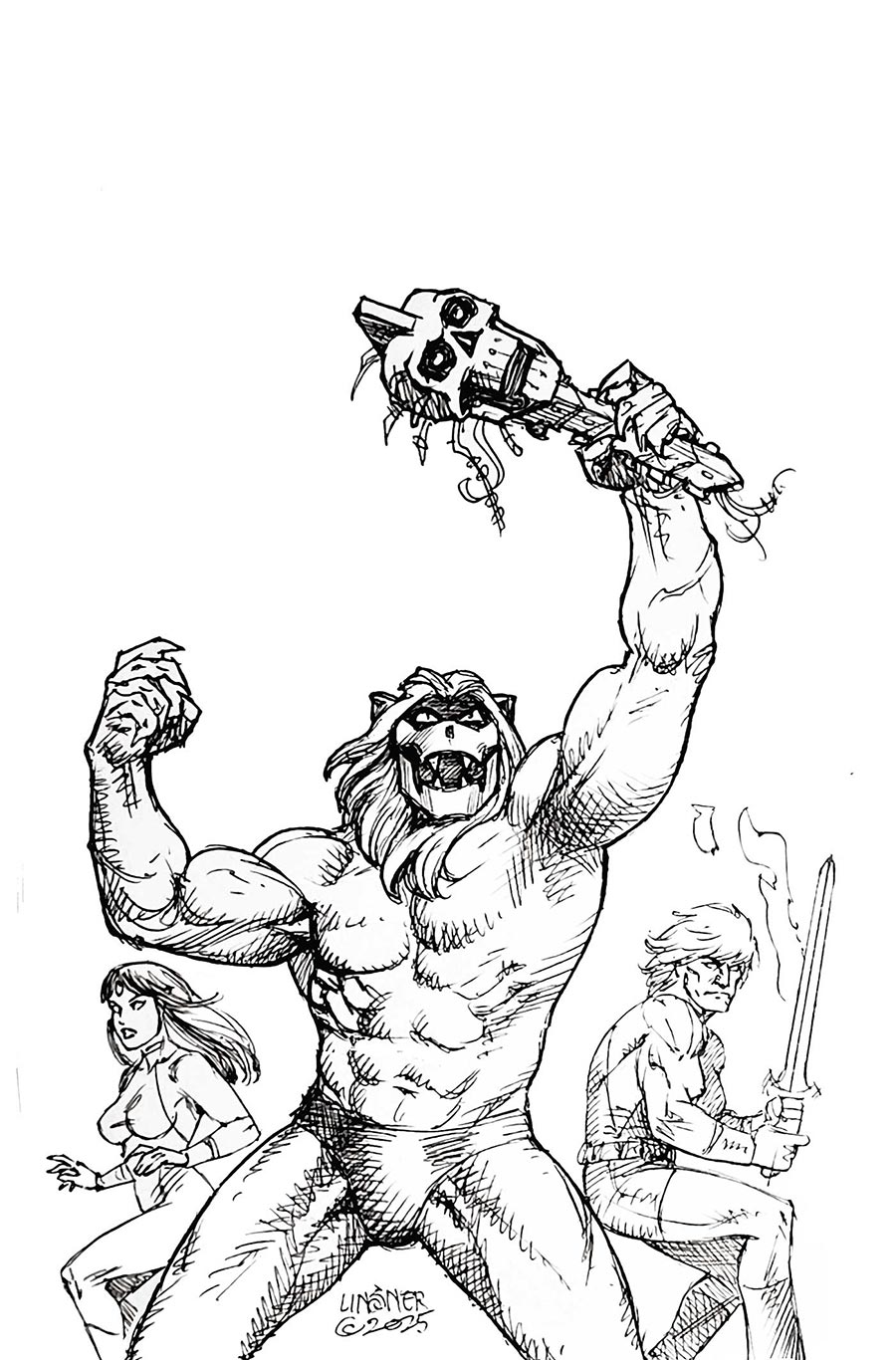 Thundarr The Barbarian #4 Cover N Incentive Joseph Michael Linsner Line Art Virgin Cover