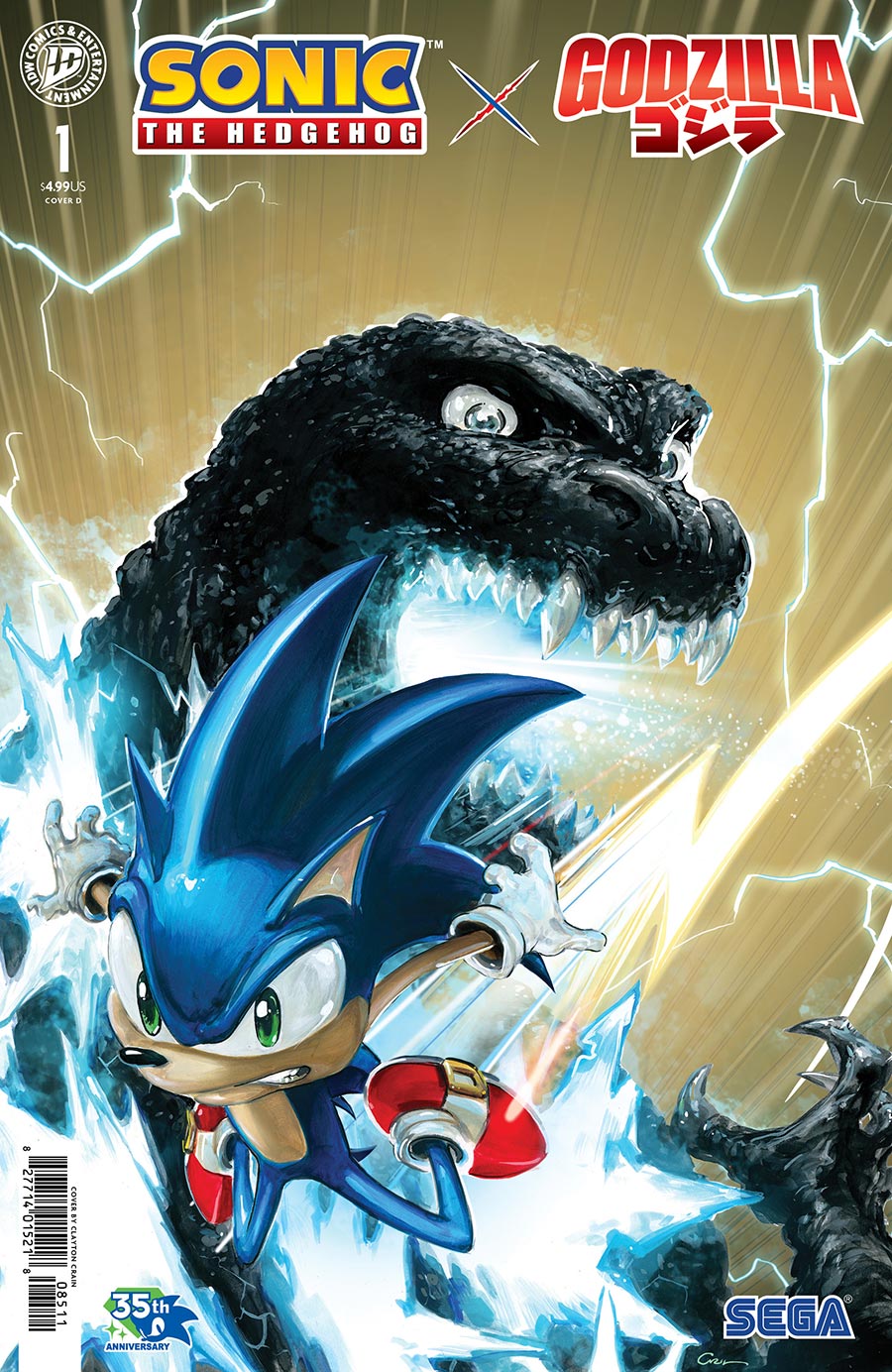 Sonic The Hedgehog X Godzilla #1 Cover D Variant Clayton Crain Cover