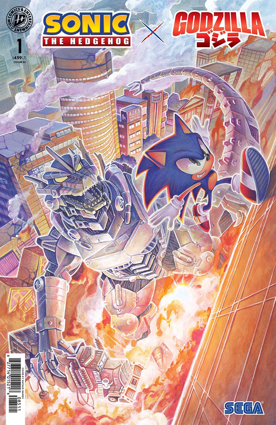 Sonic The Hedgehog X Godzilla #1 Cover F Incentive Natalie Haines Foil Variant Cover