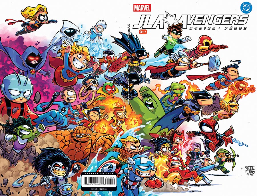 JLA Avengers #3 Facsimile Edition Cover E Incentive Skottie Young Wraparound Variant Cover