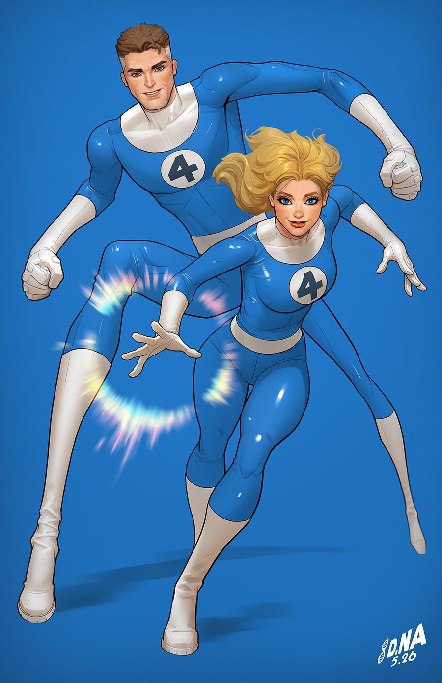 Fantastic Four Vol 8 #14 Cover F Incentive David Nakayama Color Block Blue Virgin Cover (Disability Pride Month Tie-In)