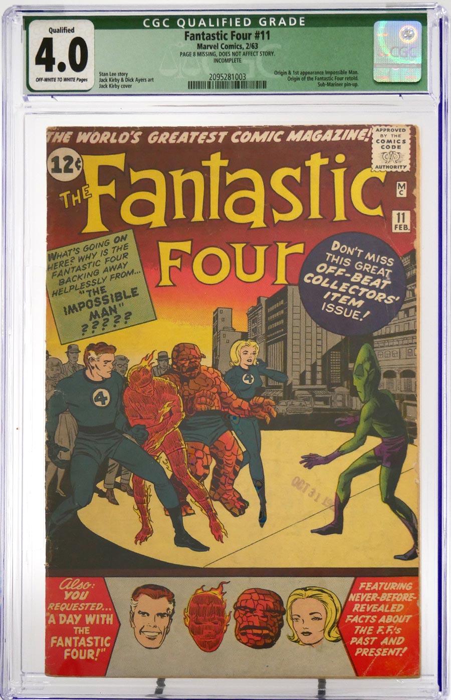 Fantastic Four #11 Cover E CGC Qualified 4.0