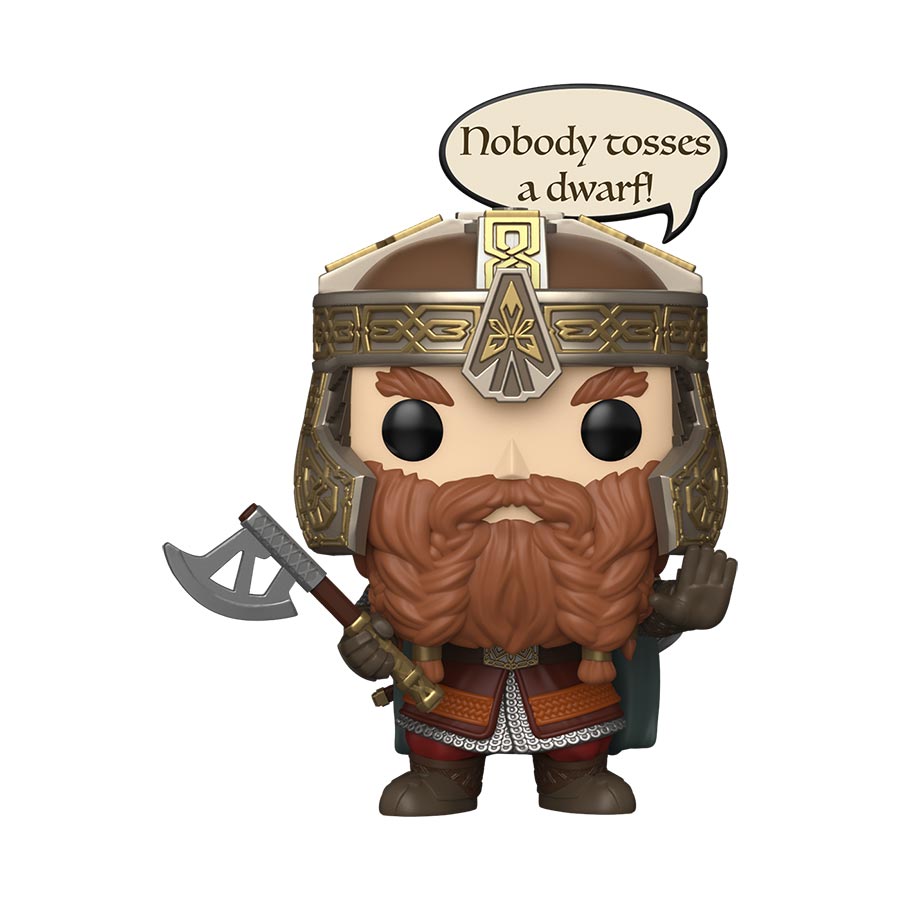 POP Sayings Lord Of The Rings Gimli Nobody Tosses A Dwarf Vinyl Figure