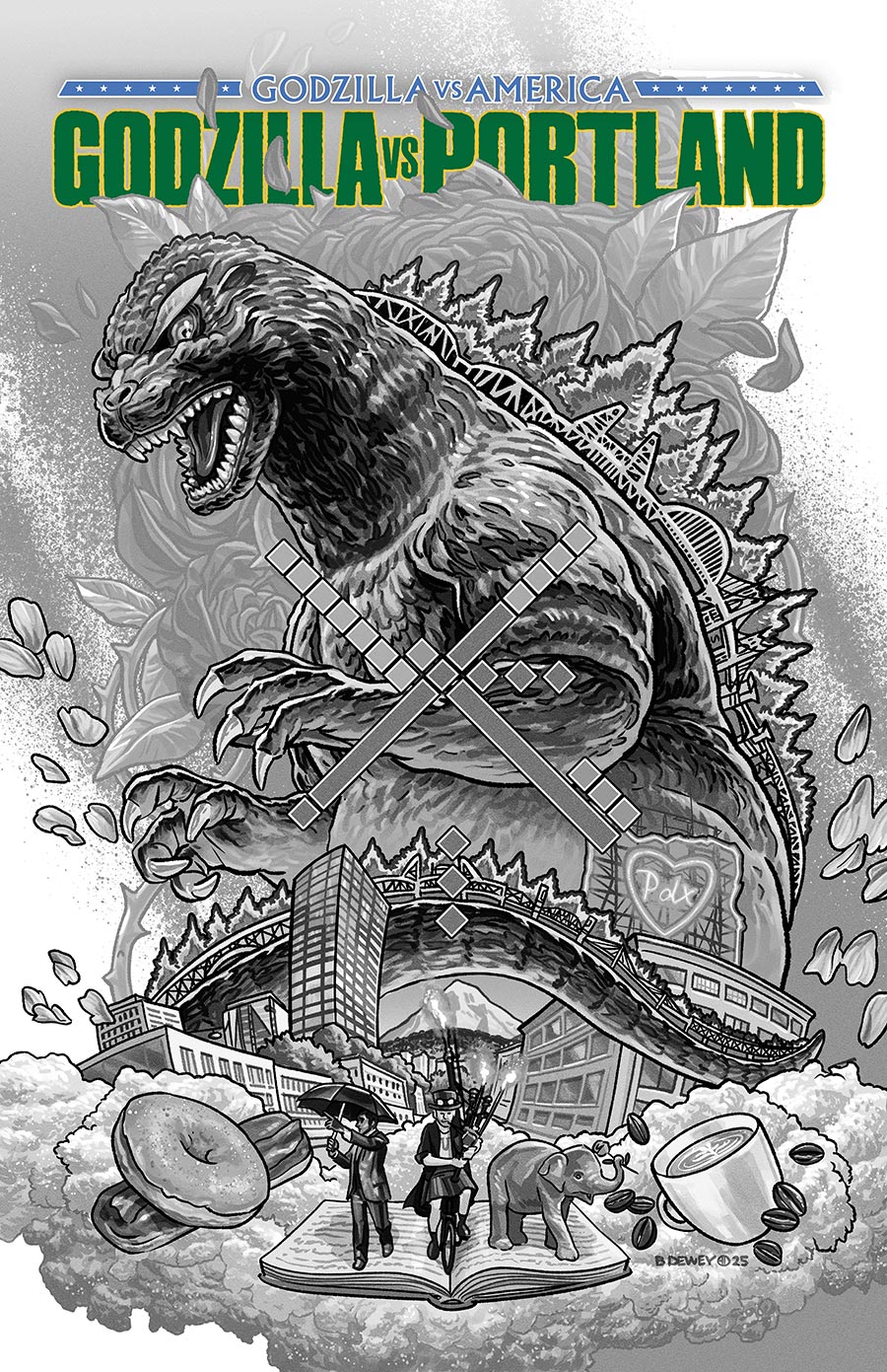 Godzilla vs America Godzilla vs Portland #1 (One Shot) Cover E 2nd Ptg Benjamin Dewey Variant Cover