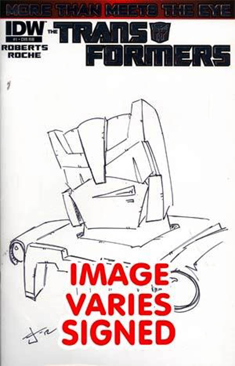 Transformers More Than Meets The Eye #1 Cover J Incentive Josh Burcham Hand-Drawn Sketch Variant Cover No COA