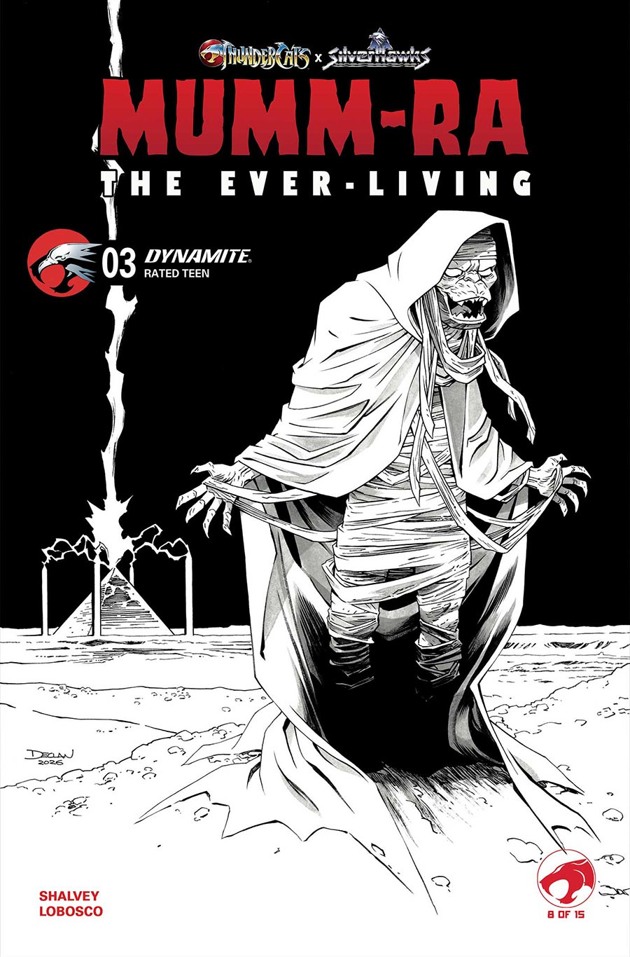 ThunderCats X SilverHawks Mumm-Ra The Ever-Living #3 Cover K Variant Declan Shalvey Line Art Cover (ThunderCats X SilverHawks Part 8)