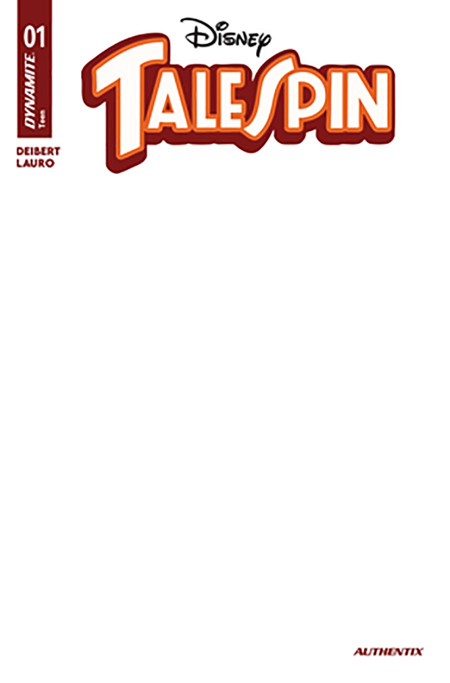 Disney Talespin #1 Cover G Variant Blank Authentix Cover
