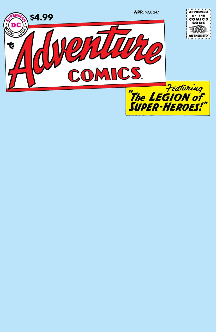 Adventure Comics #247 Facsimile Edition Cover B Variant Blank Card Stock Cover