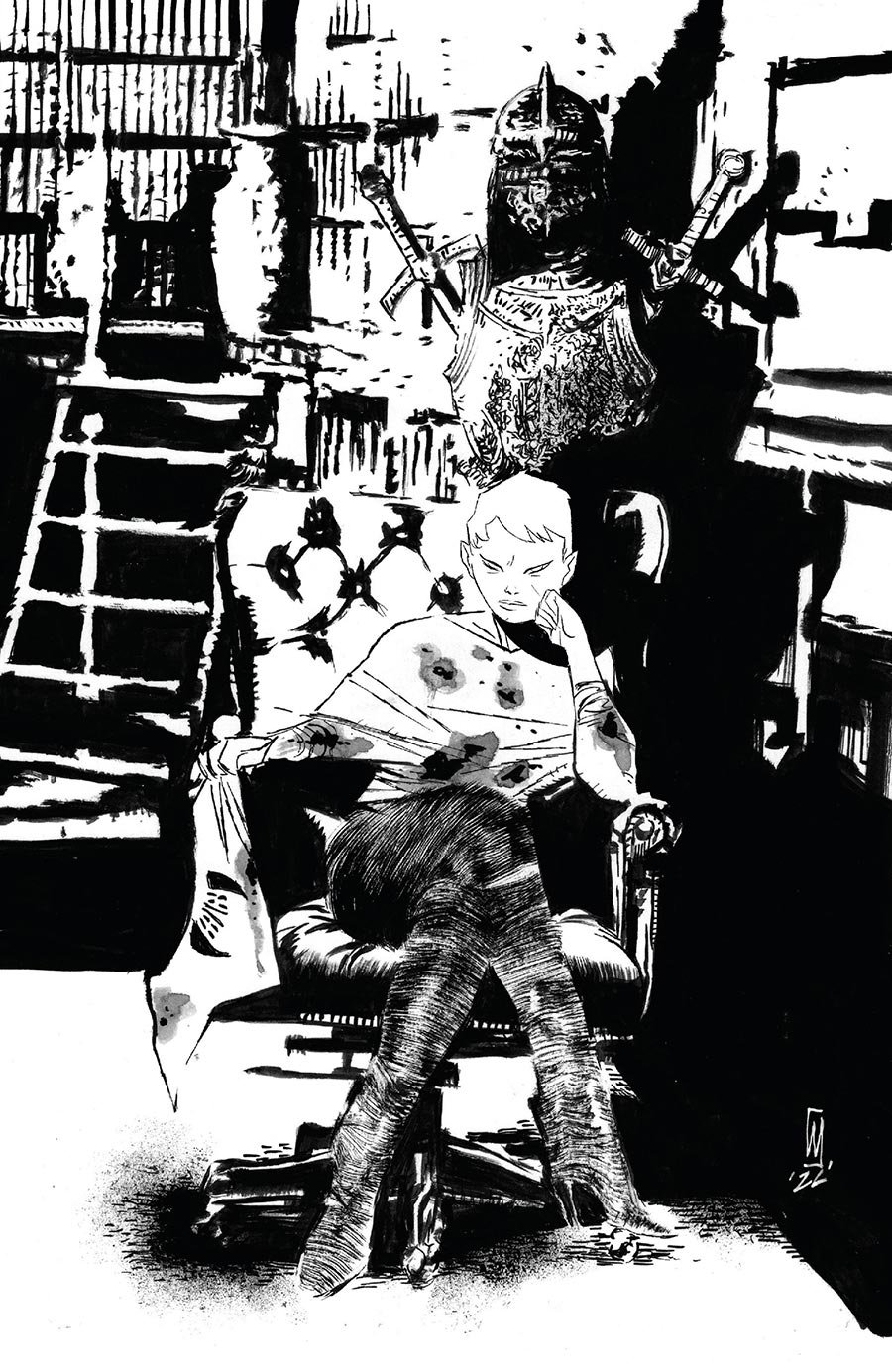 Fall Of The House Of Slaughter #4 Cover F Incentive Werther Dell Edera Black & White Virgin Cover