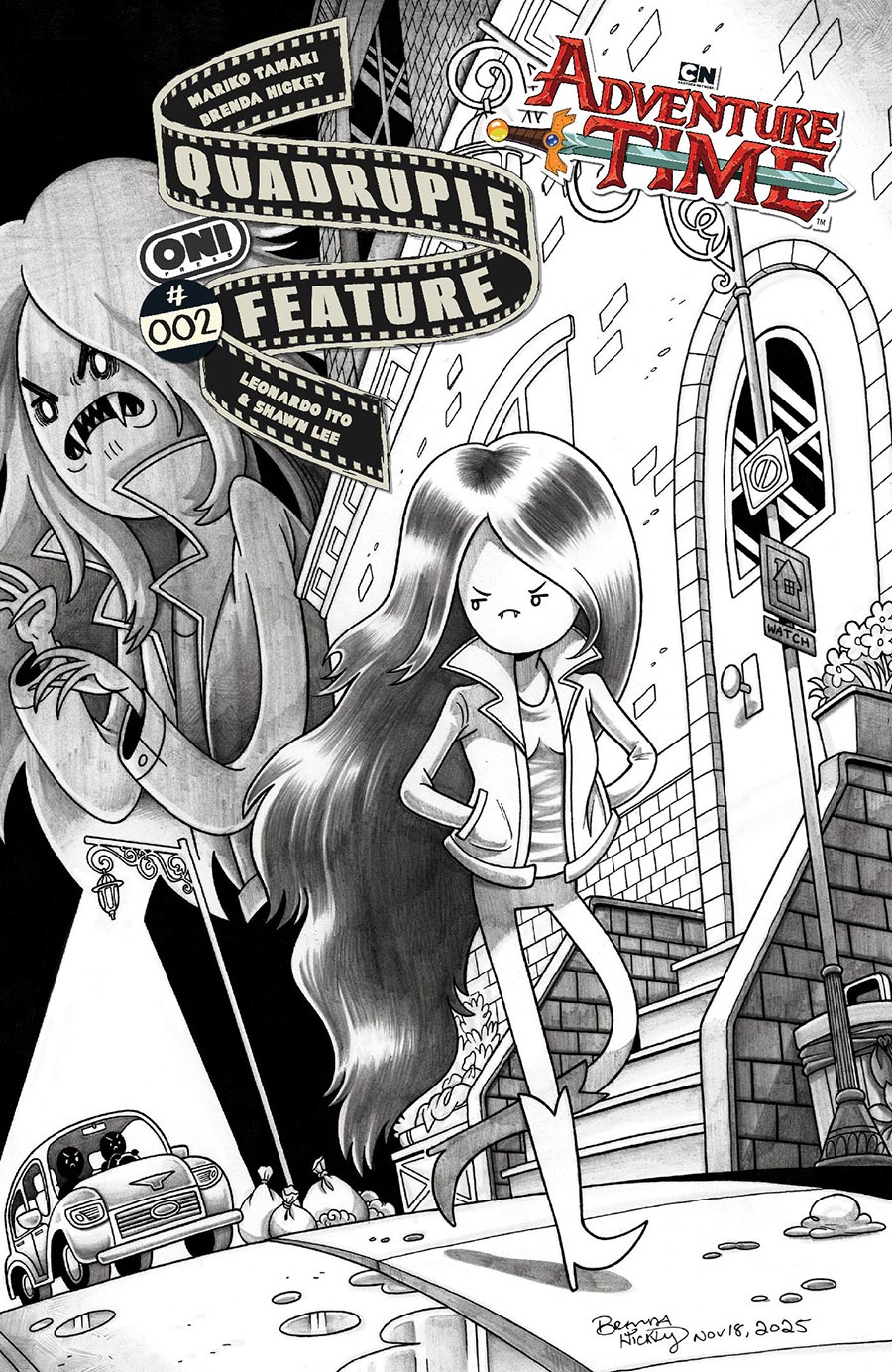 Adventure Time Quadruple Feature #2 Cover D Incentive Brenda Hickey Black & White Cover