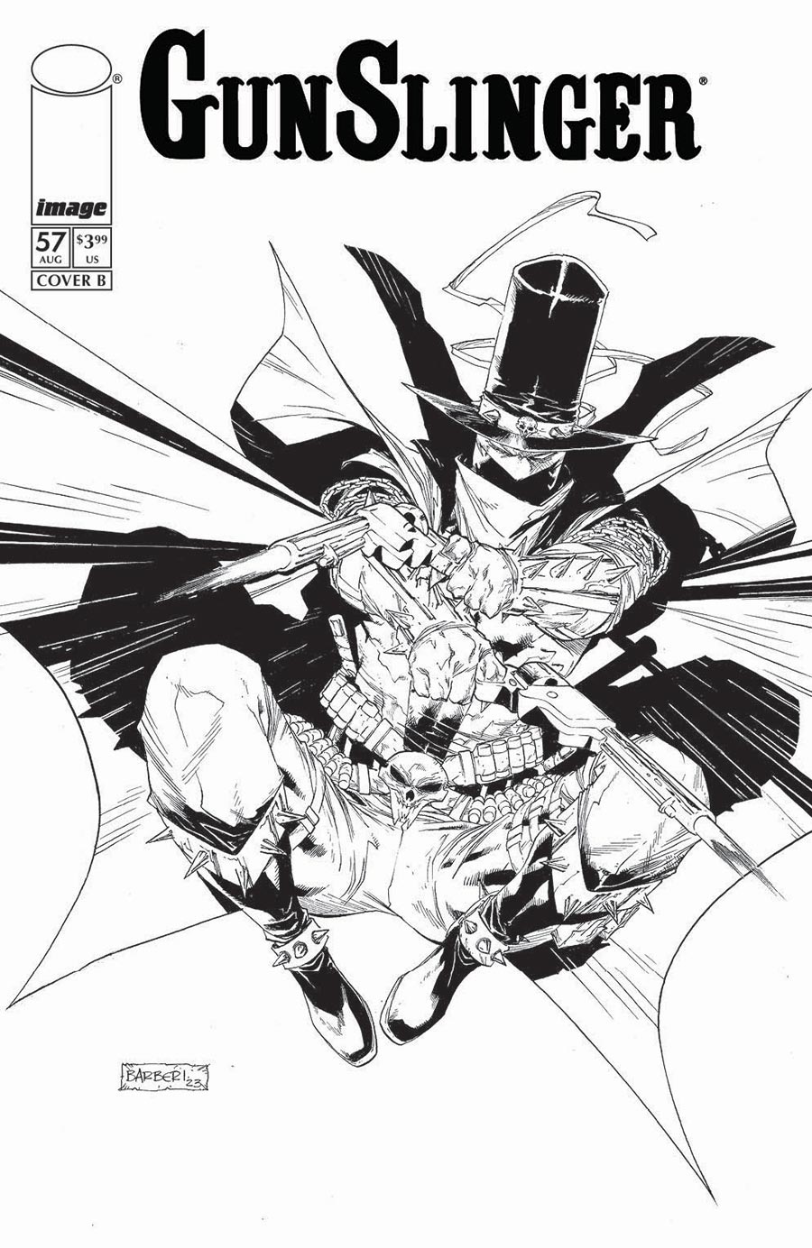 Gunslinger Spawn #57 Cover B Variant Carlo Barberi Black & White Cover