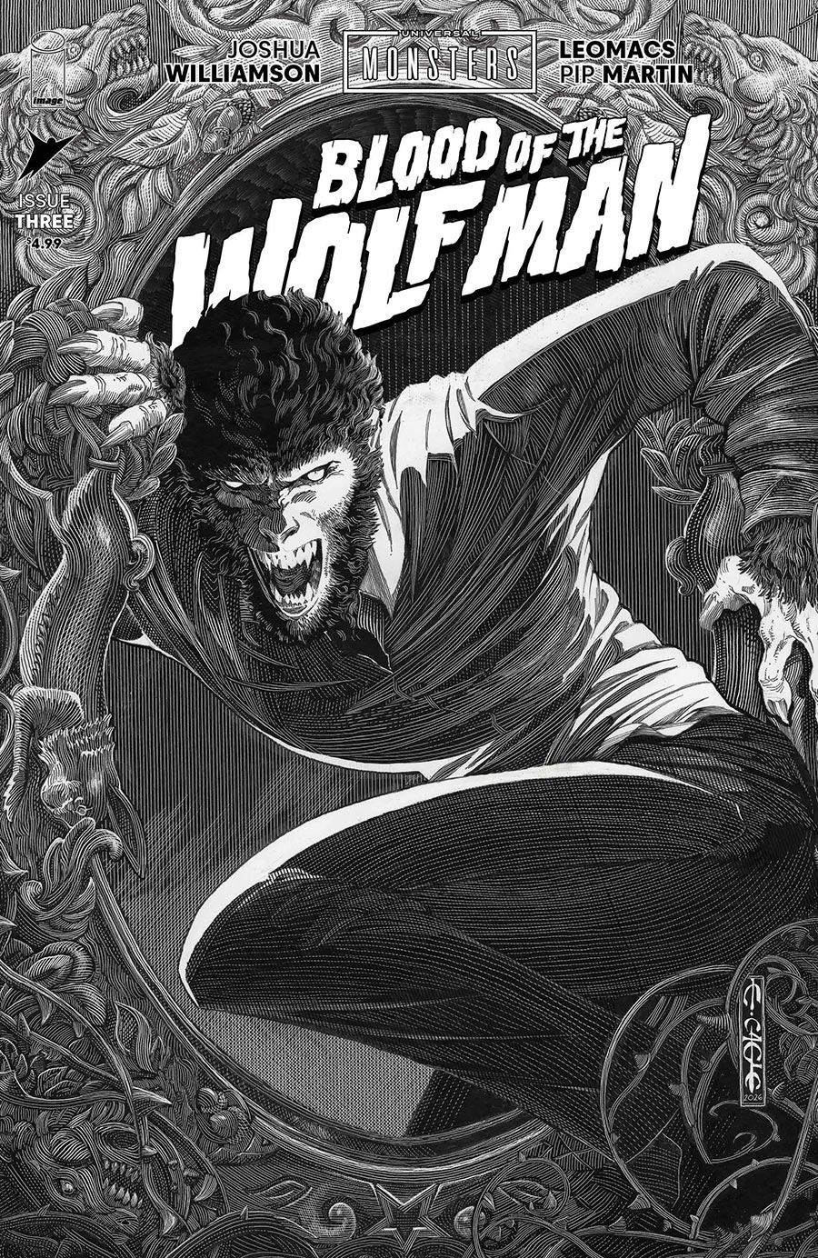 Universal Monsters Blood Of The Wolf Man #3 Cover D Incentive Evan Cagle Black & White Classic Horror Cover