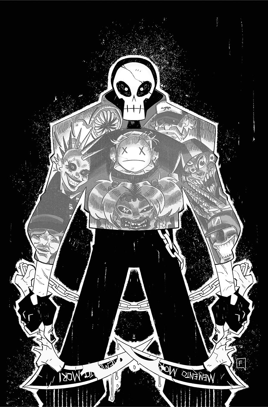 Dead Head Vol 1 The Slasher-Slasher TP Variant Bruno Ferrante Unlockable Black & White Virgin UV Spot Gloss Cover