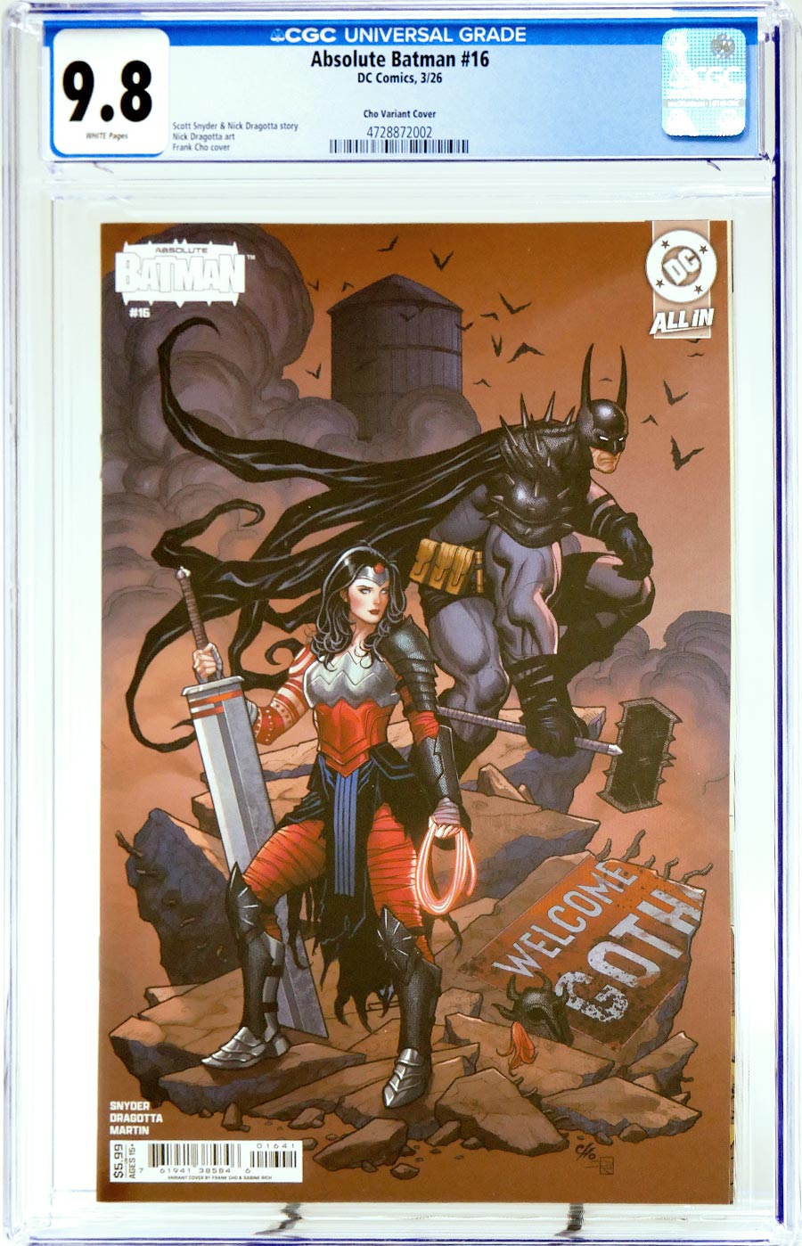 Absolute Batman #16 Cover K Variant Frank Cho Card Stock Cover CGC 9.8 (DC All In)