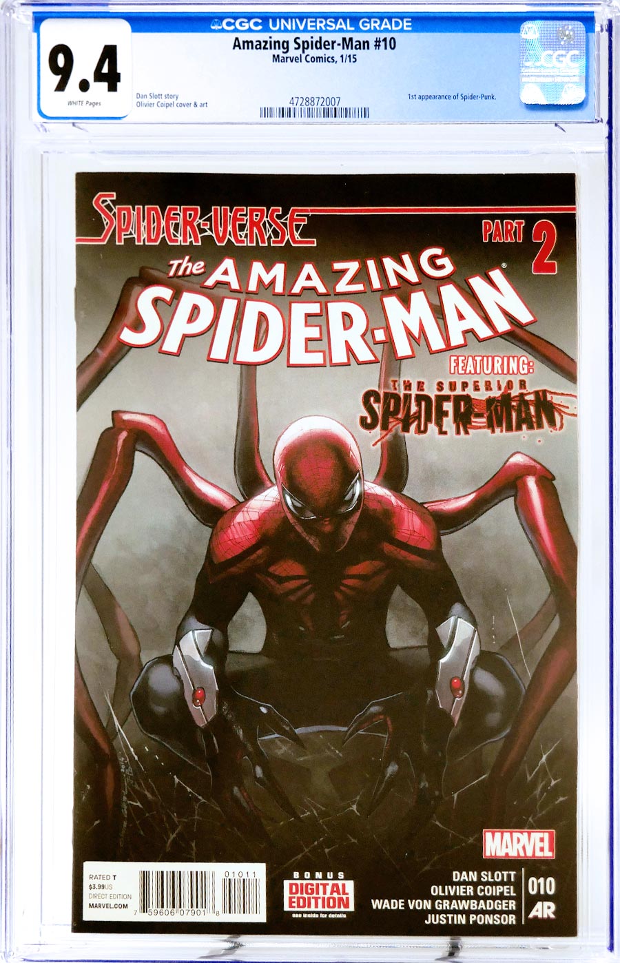 Amazing Spider-Man Vol 3 #10 Cover E Regular Olivier Coipel Cover CGC 9.4 (Spider-Verse Tie-In)