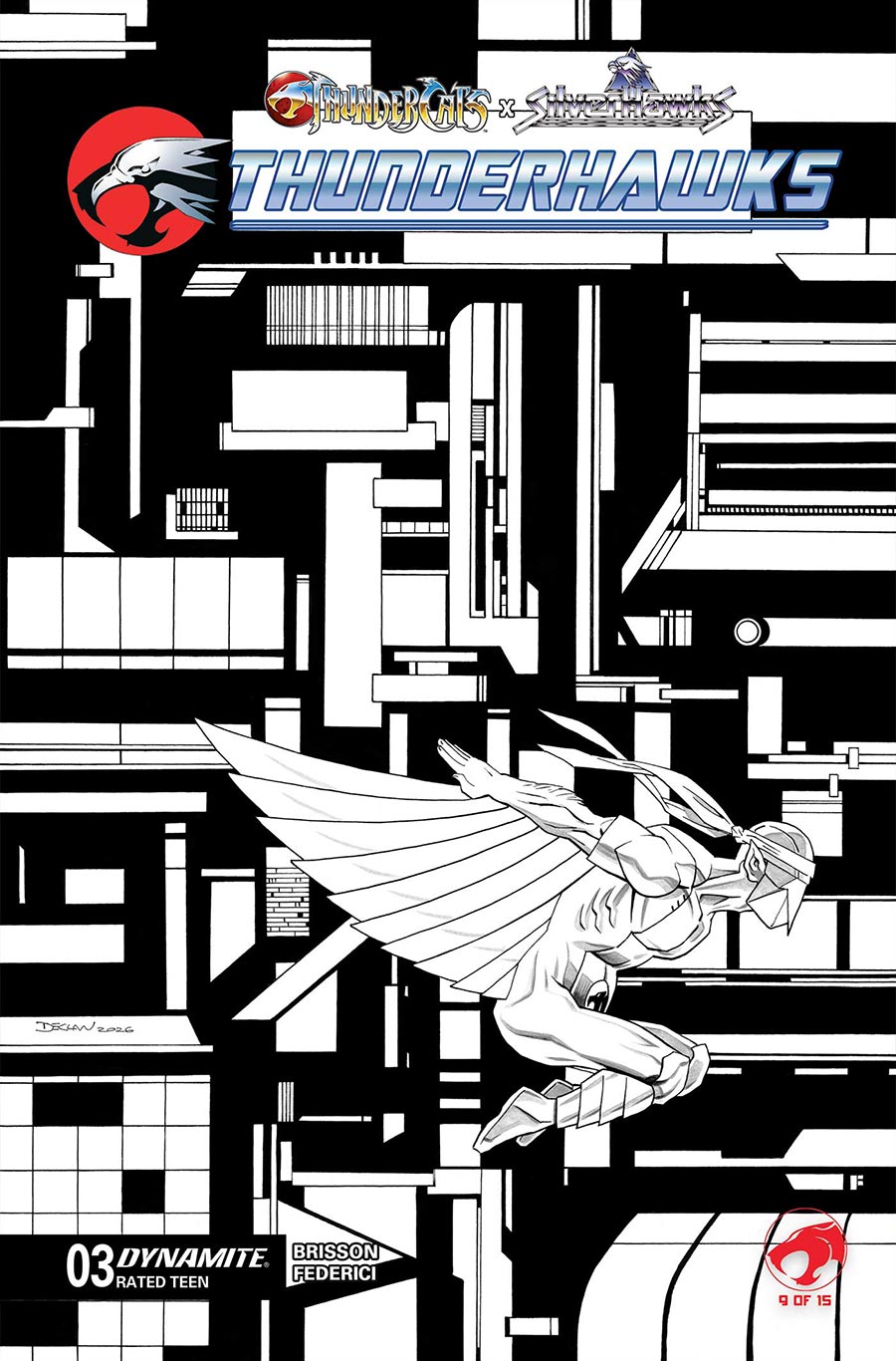 ThunderCats X SilverHawks ThunderHawks #3 Cover K Variant Declan Shalvey Line Art Cover (ThunderCats X SilverHawks Part 9)