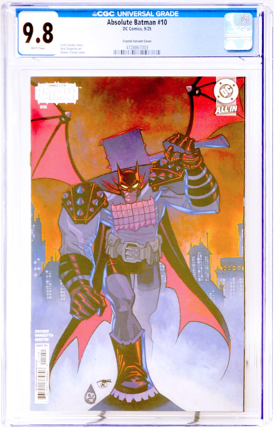 Absolute Batman #10 Cover J Incentive Shawn Crystal Card Stock Variant Cover CGC 9.8 (DC All In)