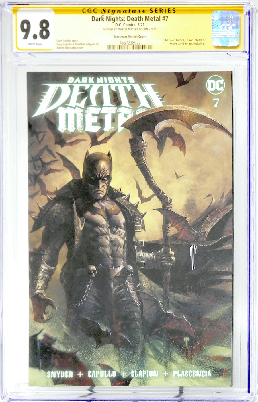 Dark Nights Death Metal #7 Cover G Variant Marco Mastrazzo Cover CGC Signature Series 9.8 Signed by Marco Mastrazzo