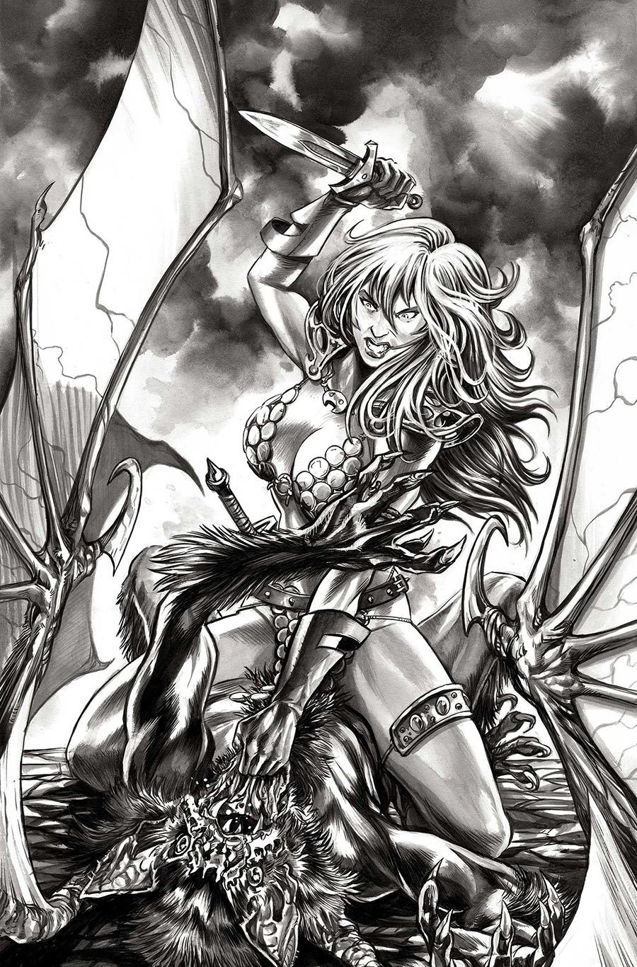 Red Sonja She-Devil With A Sword #3 Cover P Incentive Mike Rooth Black & White Virgin Cover