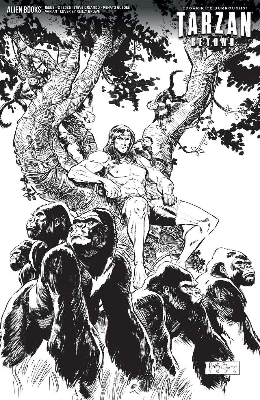 Tarzan Beyond #2 Cover D Variant Reilly Brown Black & White Cover