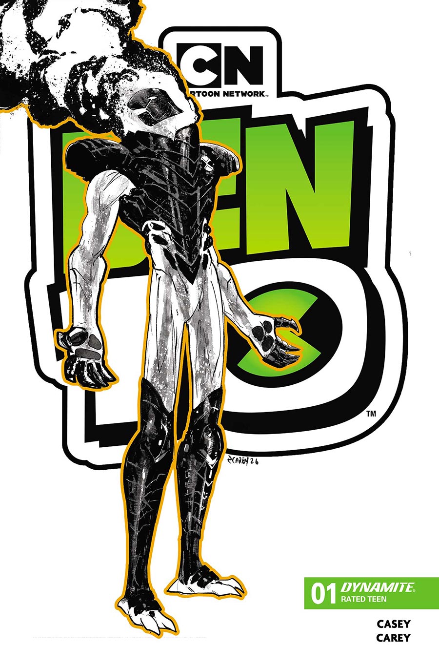 Ben 10 Vol 2 #1 Cover Z-D 3rd Ptg B Incentive Robert Carey Black & White Variant Cover