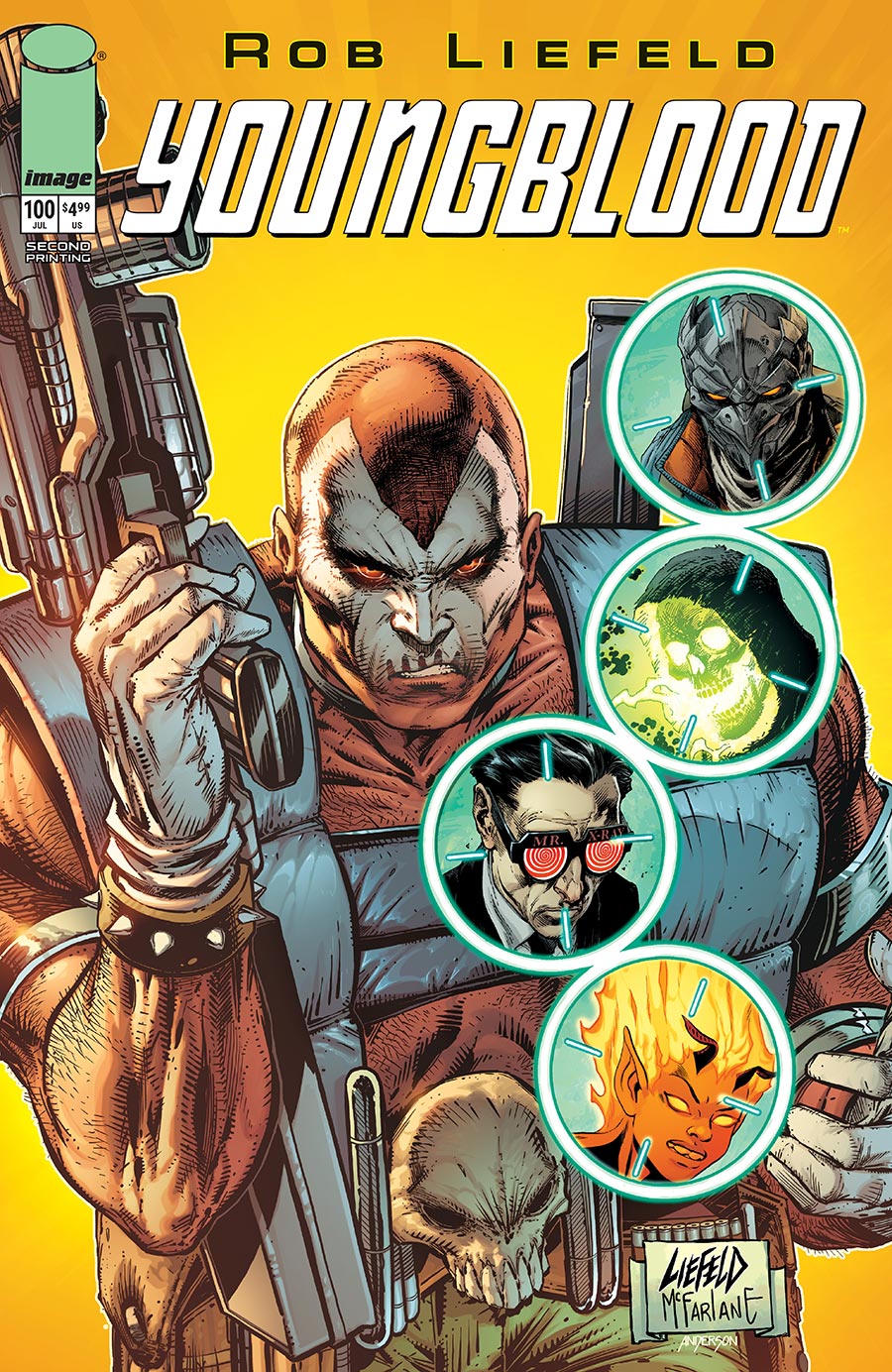 Youngblood Vol 6 #100 Cover Q 2nd Ptg B Rob Liefeld & Todd McFarlane Ghost Machine Targets Variant Cover