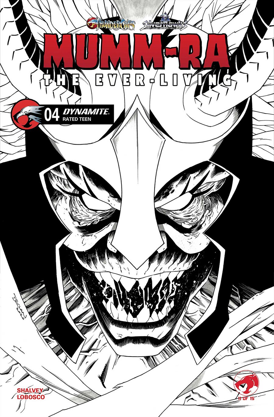 ThunderCats X SilverHawks Mumm-Ra The Ever-Living #4 Cover K Variant Declan Shalvey Line Art Cover (ThunderCats X SilverHawks Part 11)