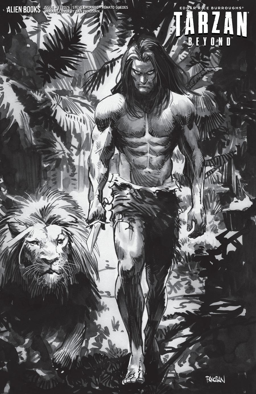 Tarzan Beyond #3 Cover D Variant Dan Panosian Black & White Cover