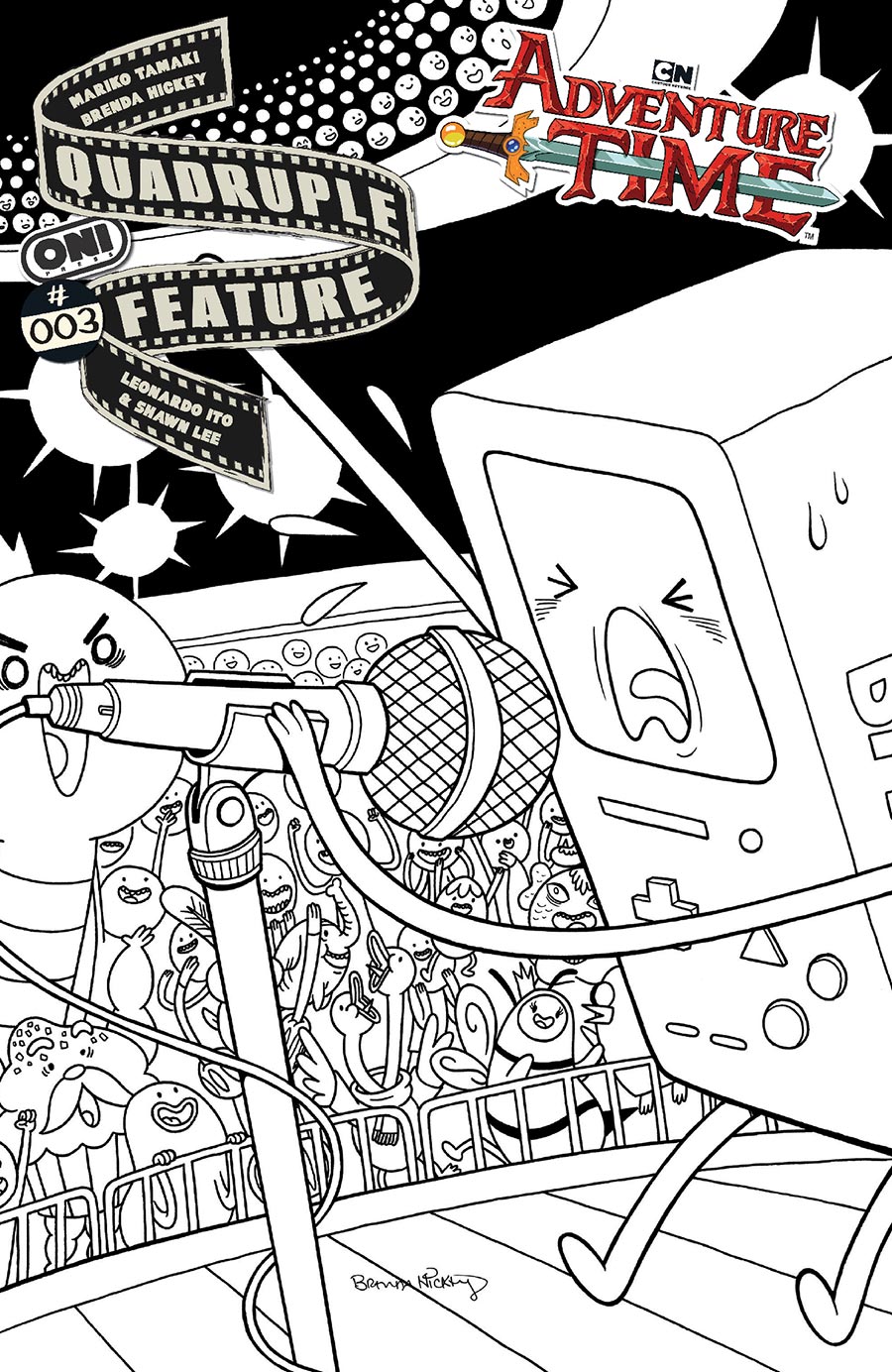 Adventure Time Quadruple Feature #3 Cover D Incentive Brenda Hickey Black & White Cover