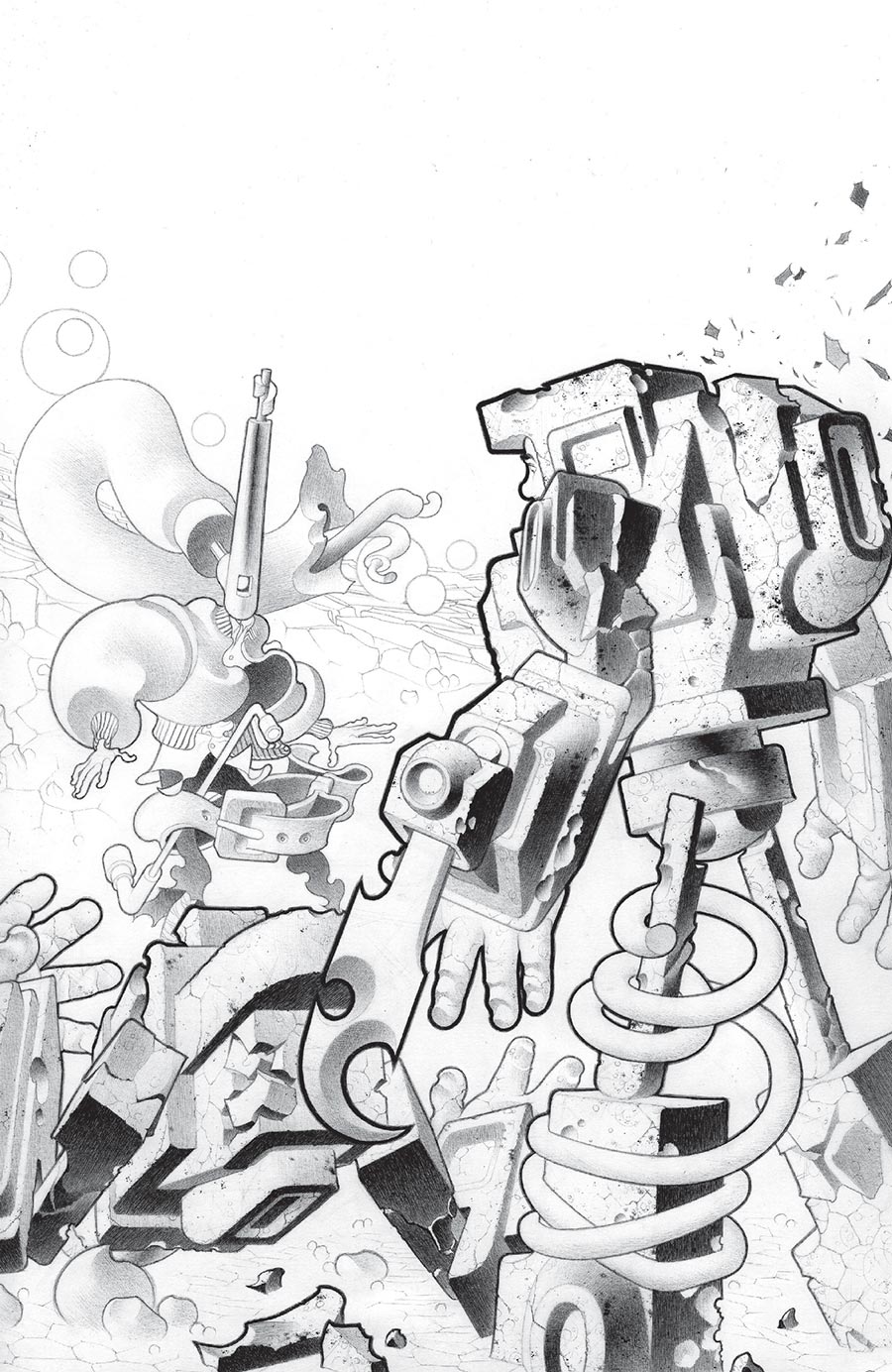 Faceless And The Family Maze Of The Mechanical Aliens #3 Cover C Incentive Matt Lesniewski Black & White Virgin Cover