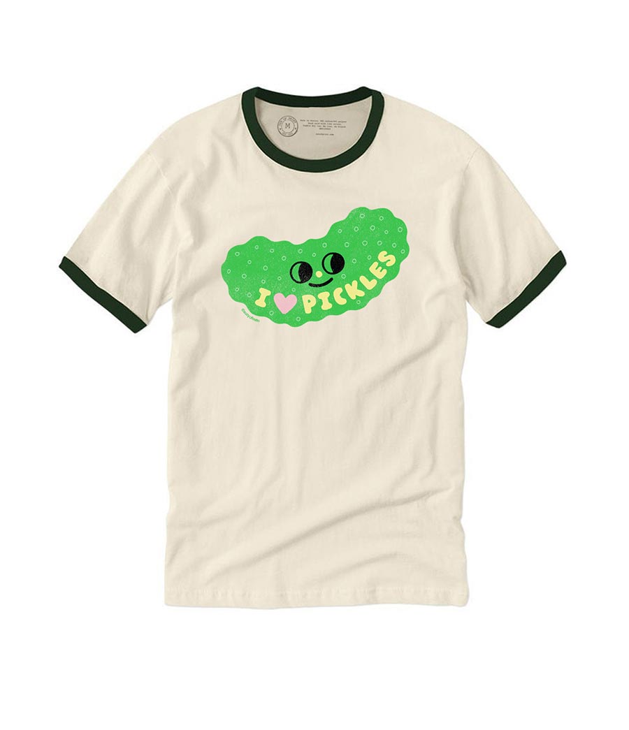 Suzy Ultman I Heart Pickles Unisex Ringer T-Shirt XXX-Large