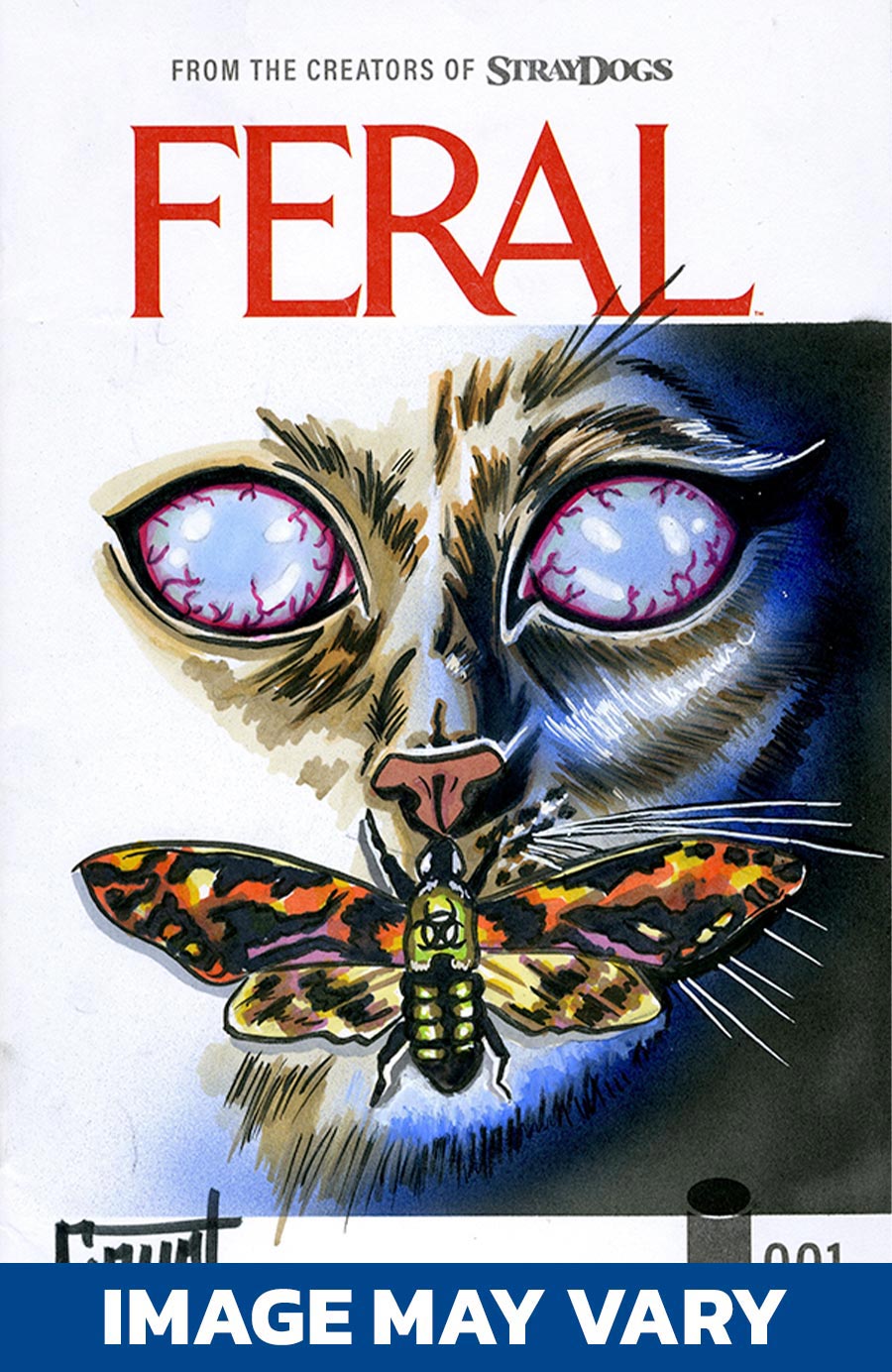 Feral #1 Cover P DF Blank Variant Signed & Remarked With A Silence Of The Lambs Homage Hand-Drawn Sketch By Jessica Court