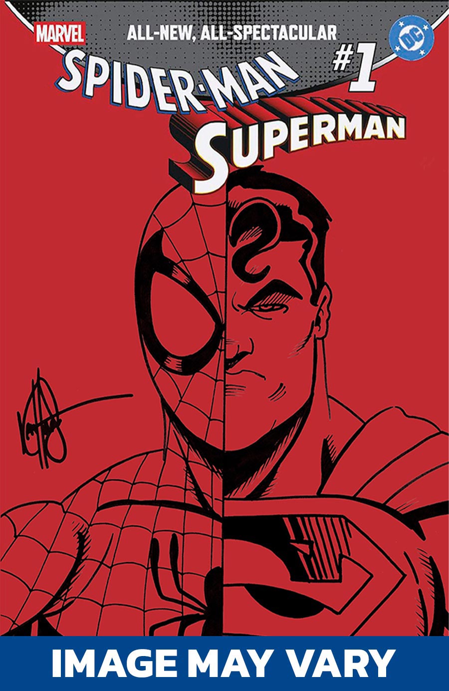Marvel DC Spider-Man Superman #1 (One Shot) Cover Z-J DF Red Blank Signed & Remarked By Ken Haeser With Hand-Drawn Sketch (Filled Randomly)