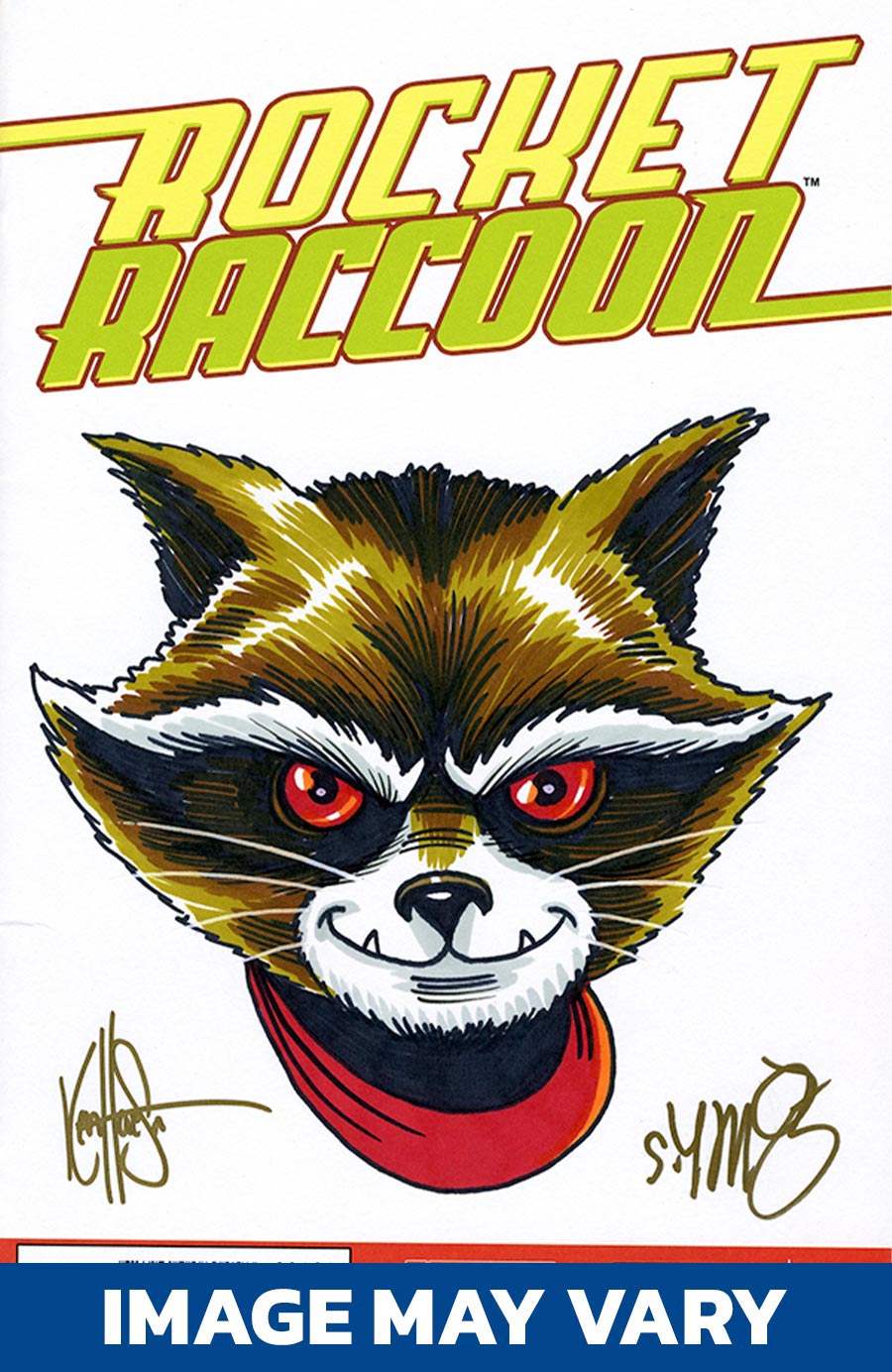 Rocket Raccoon Vol 2 #1 Cover R DF Blank Variant Signed By Skottie Young And Remarked By Ken Haeser With A Rocket Hand-Drawn Sketch (Filled Randomly)