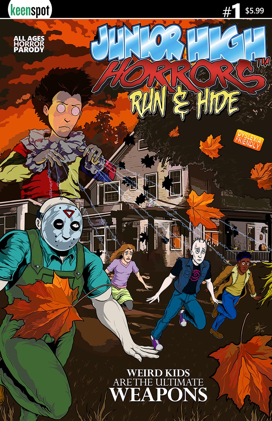 Junior High Horrors Run & Hide #1 (One Shot) Cover A Regular Eric Kent Weapons Spoof Cover Bagged With Trading Card