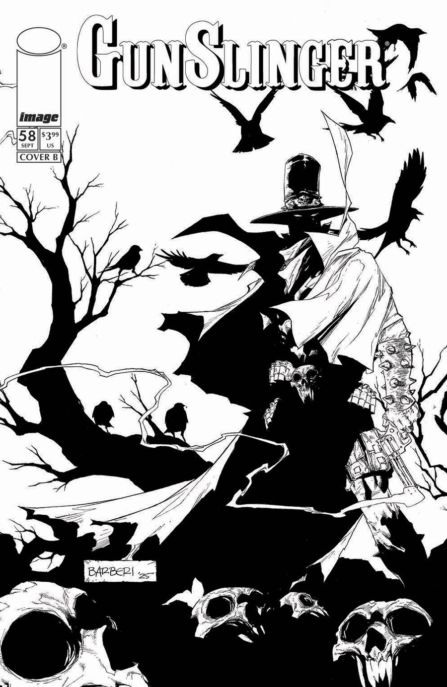 Gunslinger Spawn #58 Cover B Variant Carlo Barberi Black & White Cover