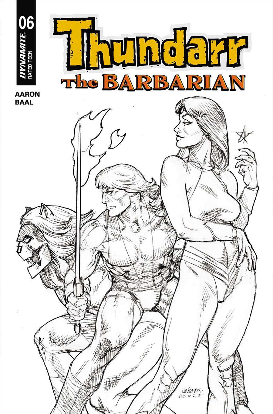 Thundarr The Barbarian #6 Cover L Variant Joseph Michael Linsner Line Art Cover