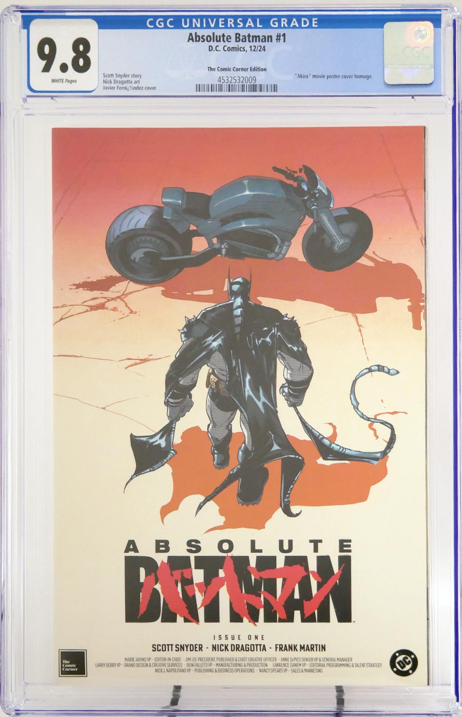 Absolute Batman #1 Cover Z-Z-D Javier Fernandez Variant Cover CGC 9.8 (DC All In)