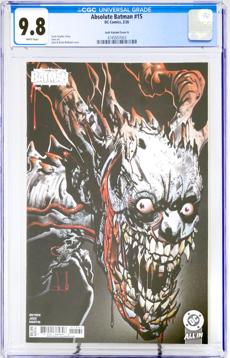 Absolute Batman #15 Cover Z-D Variant Jock & Brian Bolland Card Stock Cover CGC 9.8 (DC All In)