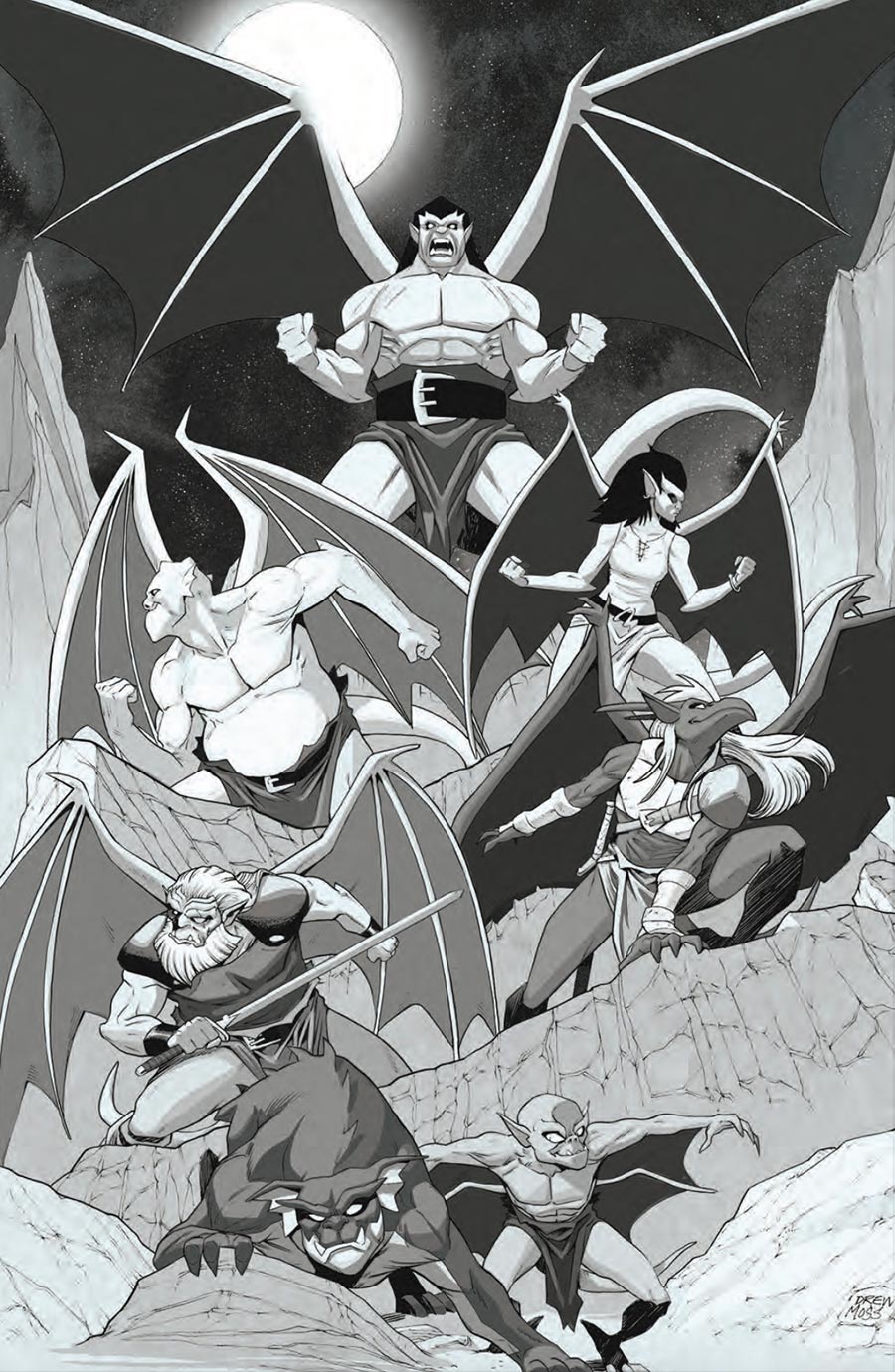 Gargoyles Vol 4 #1 Cover N Incentive Drew Moss Line Art Virgin Cover