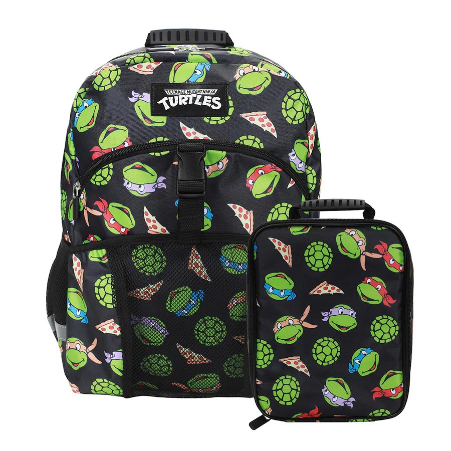 Teenage Mutant Ninja Turtles Classic Retro Cartoon 2-Piece 16-Inch Kids Backpack & Lunch Box Set For School And Travel