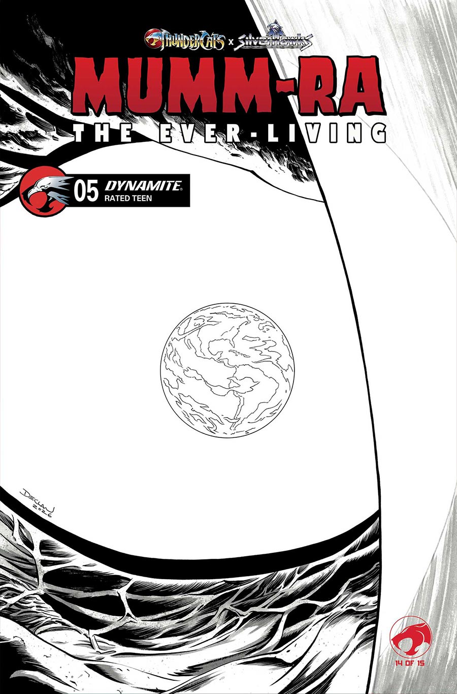 ThunderCats X SilverHawks Mumm-Ra The Ever-Living #5 Cover K Variant Declan Shalvey Line Art Cover (ThunderCats X SilverHawks Part 14)