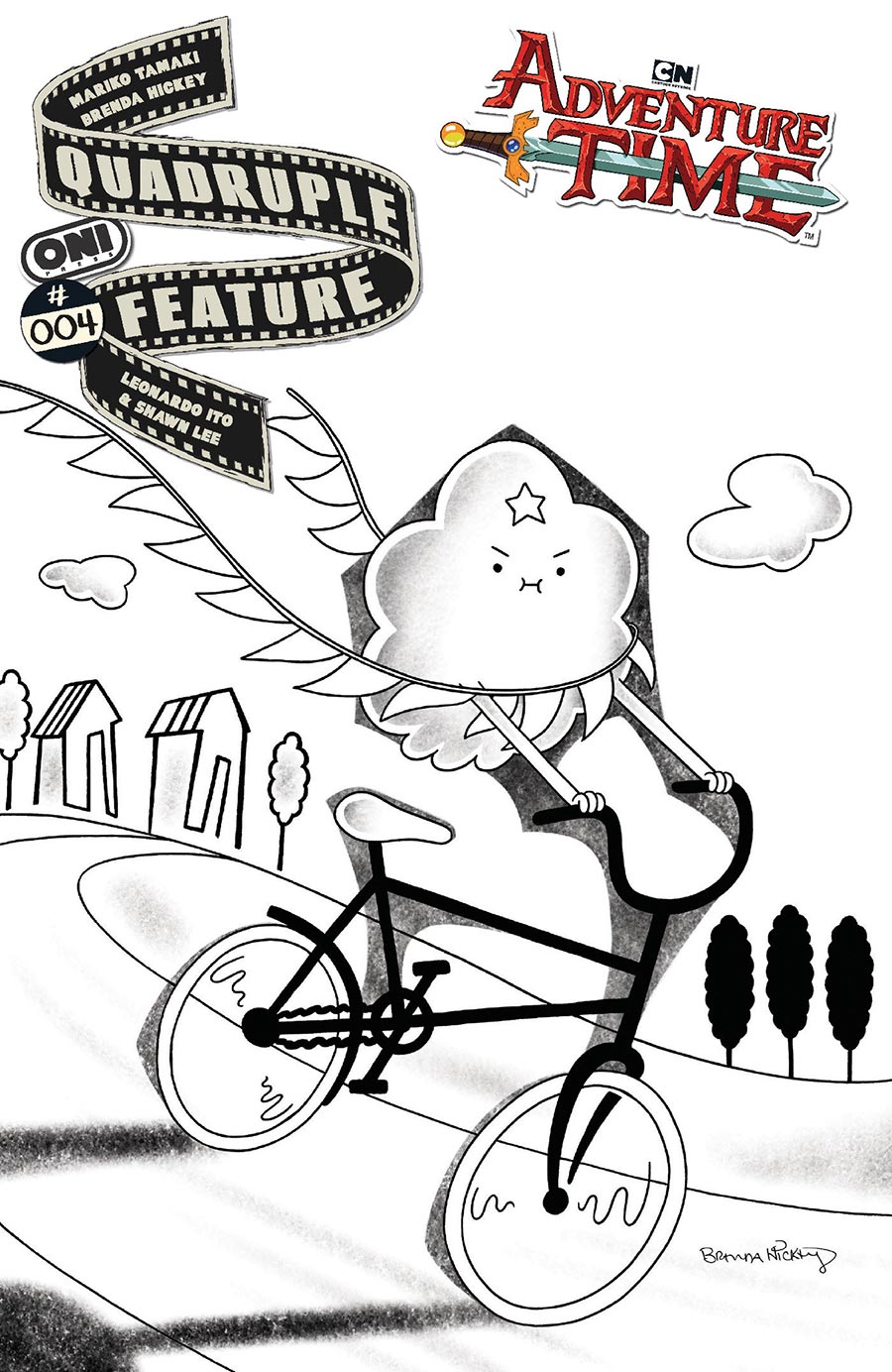 Adventure Time Quadruple Feature #4 Cover D Incentive Brenda Hickey Black & White Cover
