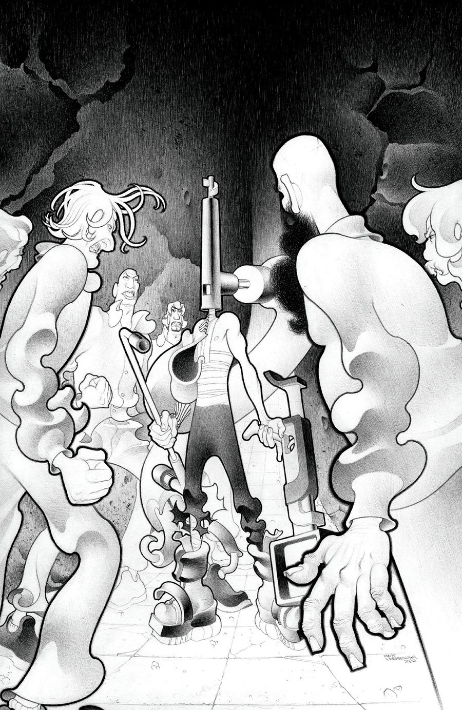 Faceless And The Family Maze Of The Mechanical Aliens #4 Cover C Incentive Matt Lesniewski Black & White Cover