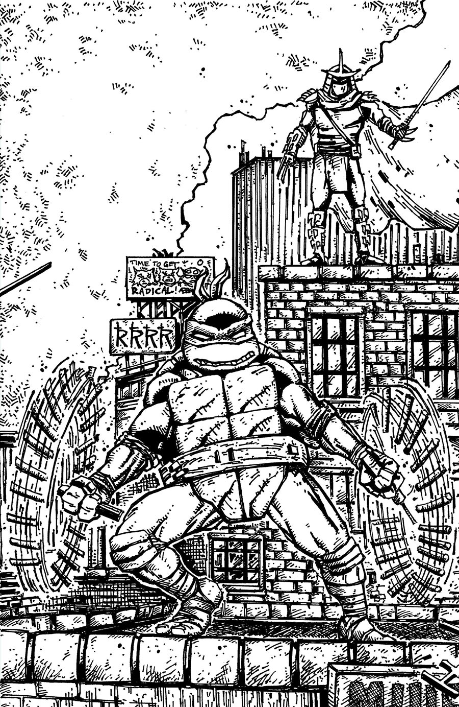 Teenage Mutant Ninja Turtles Vol 6 #23 Cover F Incentive Kevin Eastman & Ben Bishop Black & White Virgin Cover