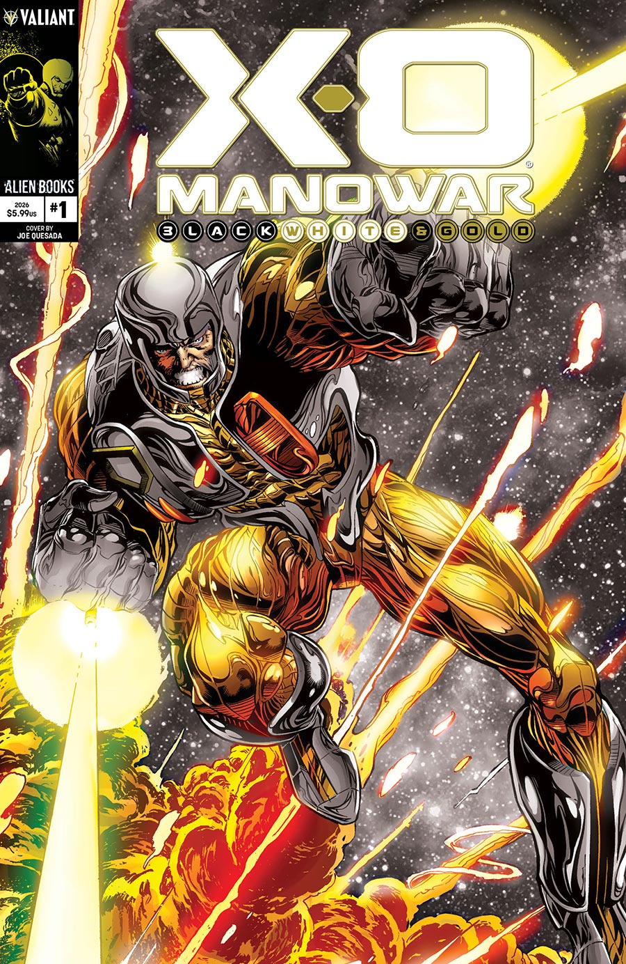 X-O Manowar Black White & Gold #1 Cover B Variant Joe Quesada Black White & Gold Cover