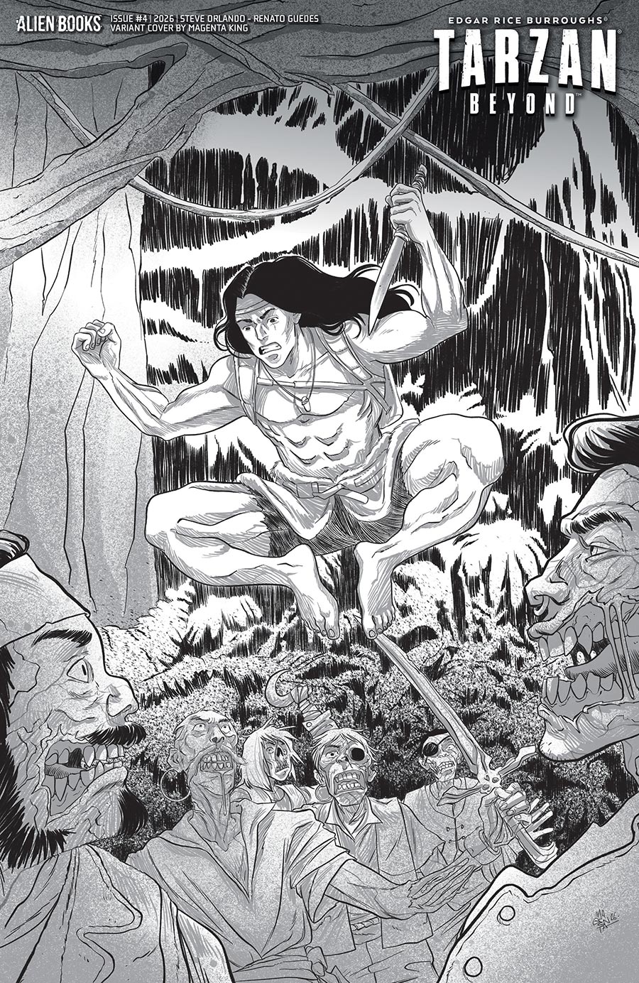 Tarzan Beyond #4 Cover D Variant Magenta King Black & White Cover