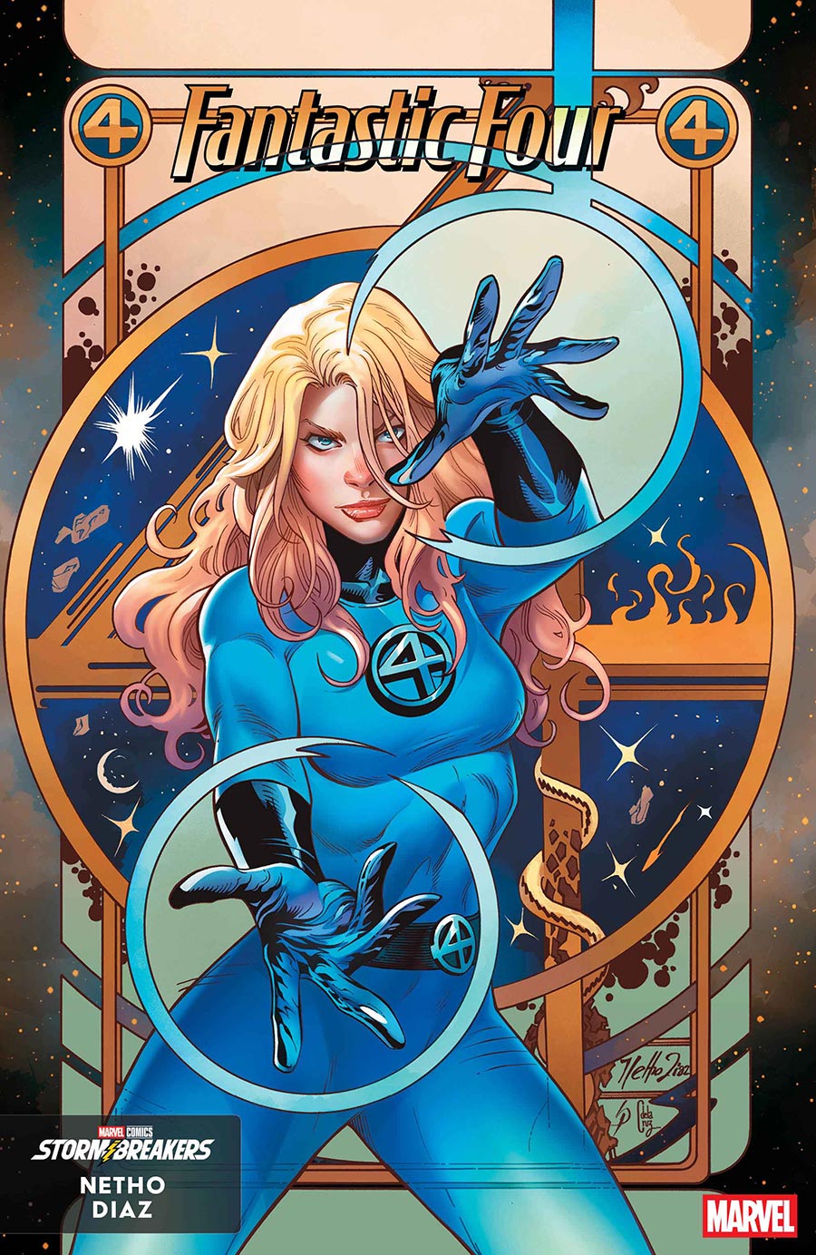 Fantastic Four Vol 8 #18 Cover B Variant Netho Diaz Art Deco Stormbreakers Art Style Cover (DNX Tie-In)